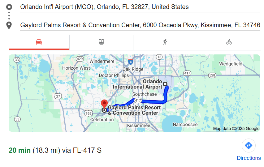 Orlando Airport to Gaylord Palms