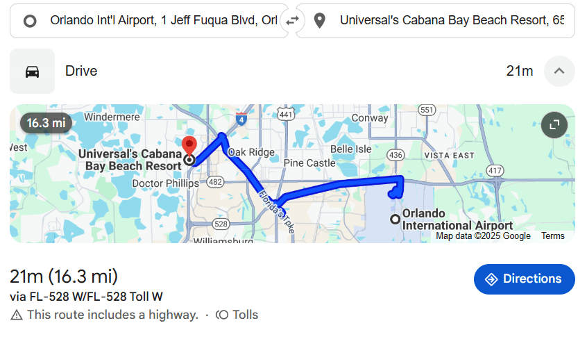 Orlando Airport To Cabana Bay Beach Resort