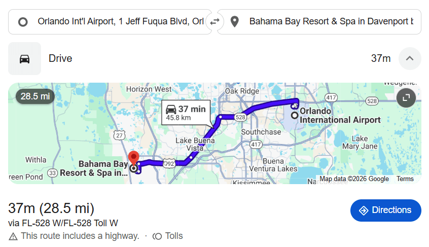 Orlando Airport to Bahama Bay Resort