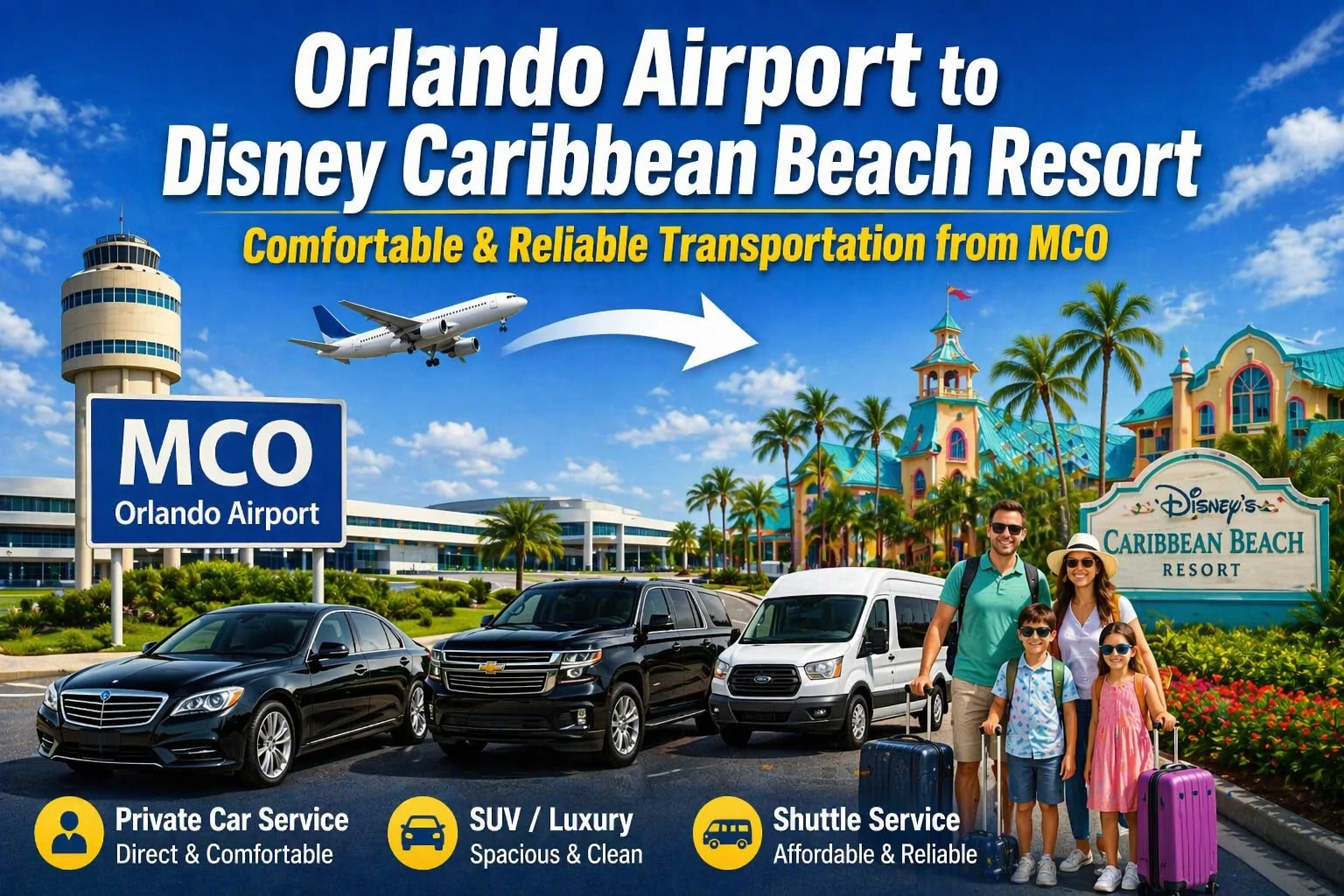 Transportation from Orlando Airport to Disney Caribbean Beach Resort